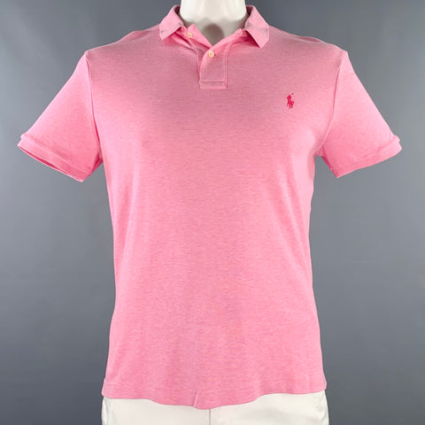 POLO by RALPH LAUREN Size L Pink Heather Cotton Half Placket Polo