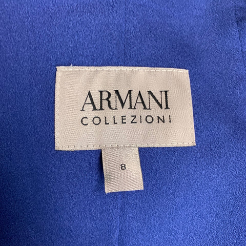 ARMANI COLLEZIONI Size 8 Blue Single Breasted Collarless Jacket