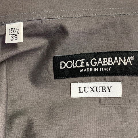 DOLCE & GABBANA LUXURY Size S Grey Charcoal Spread Collar Long Sleeve Shirt