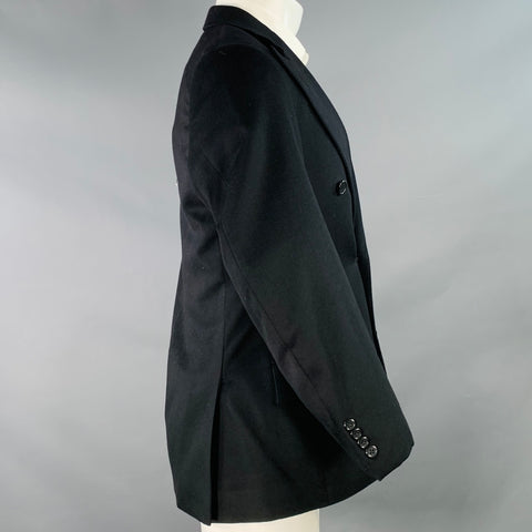 RALPH LAUREN Size 38 Regular Black Cashmere Double Breasted Sport Coat