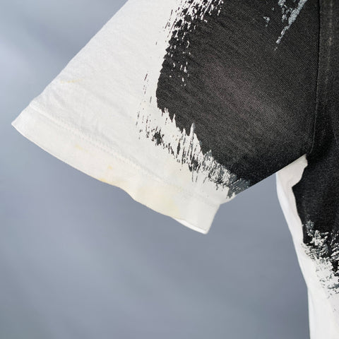 EMPORIO ARMANI Size XL White Black Grey Abstract Brushstroke Cotton Crew Neck T-shirt