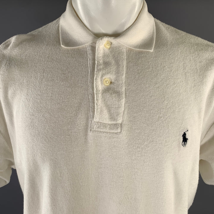 RALPH LAUREN Size M White Terry Cotton Polo
