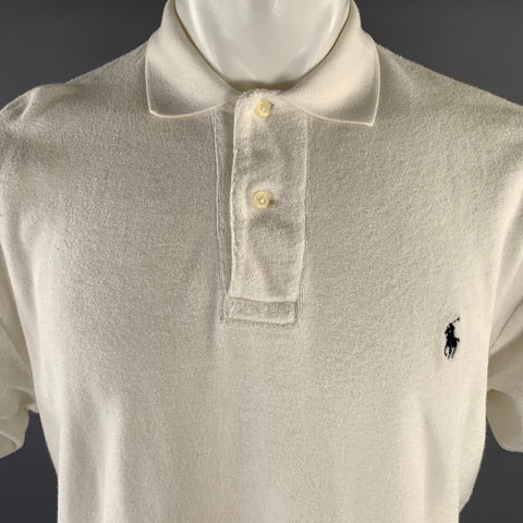 RALPH LAUREN Size M White Terry Cotton Polo