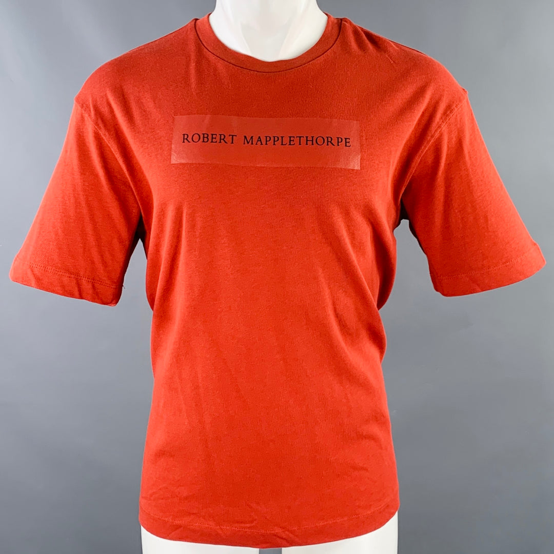ZARA x ROBERT MAPPLETHORPE Size M Red Orange Print Cotton Crew Neck T-shirt