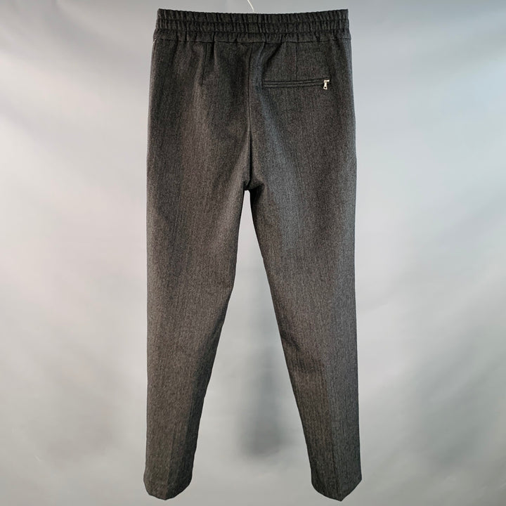 DRIES VAN NOTEN Size 28 Grey Silver Gold Herringbone Rhinestones Beaded Wool Dress Pants