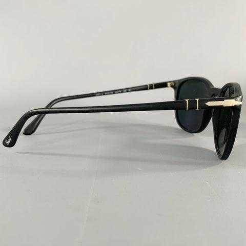 PERSOL Black Silver Acetate Sunglasses