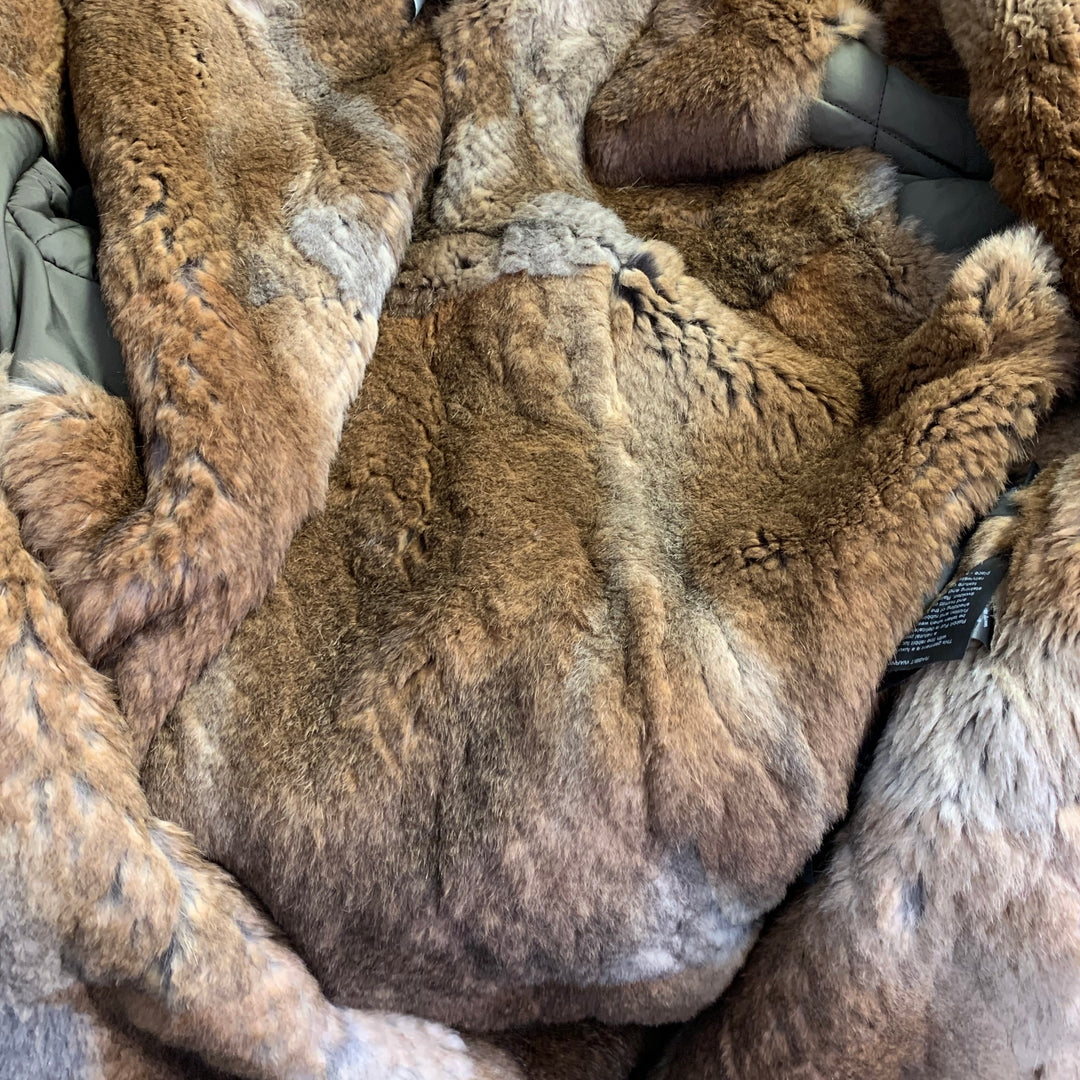 YVES SALOMON Size 36 Green Olive Acrylic Blend Fur Hooded Coat