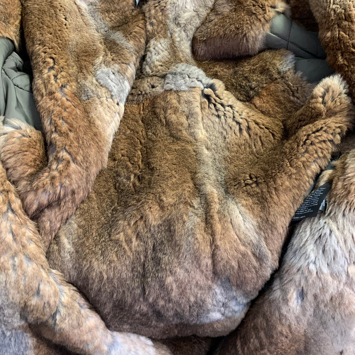 YVES SALOMON Size 36 Green Olive Acrylic Blend Fur Hooded Coat