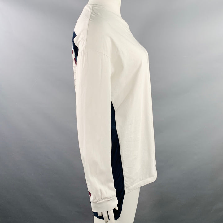 STELLA McCARTNEY Size L White Burgundy Navy Cotton Logo Pullover