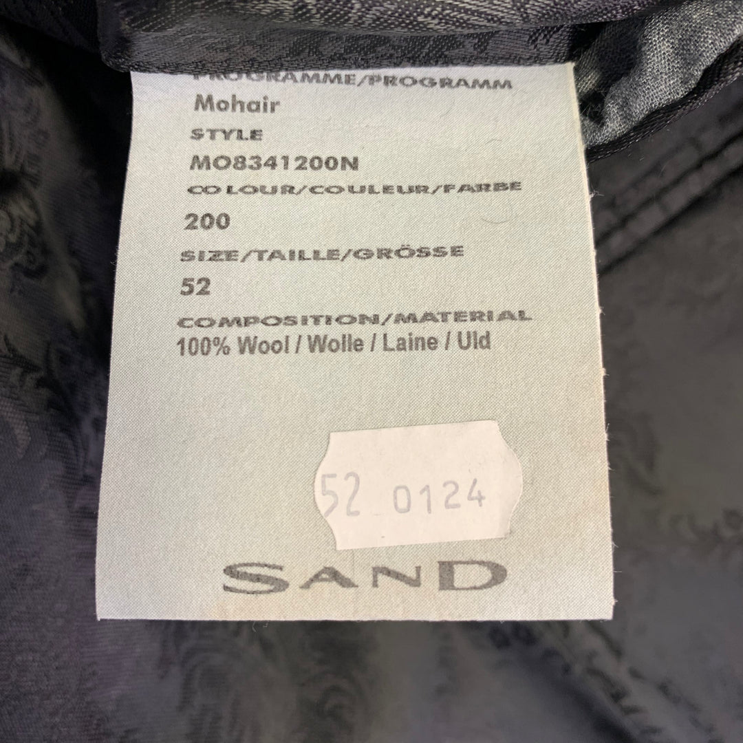 SAND Size 42 Black Wool Twill Notch Lapel Suit