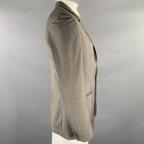 MAISON MARGIELA Veste de sport à revers crantés en laine rayée gris blanc, taille 42