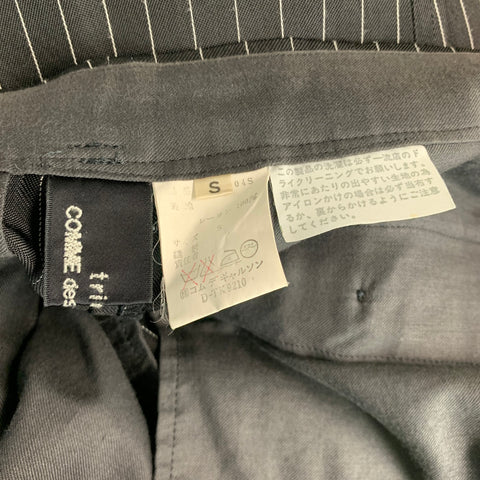 COMME des GARCONS 1980s Size S Black White Rayon Stripe Wide Leg Dress Pants