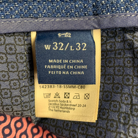 SCOTCH AND SODA Size 32 Blue White Textured Polyester Blend Casual Pants