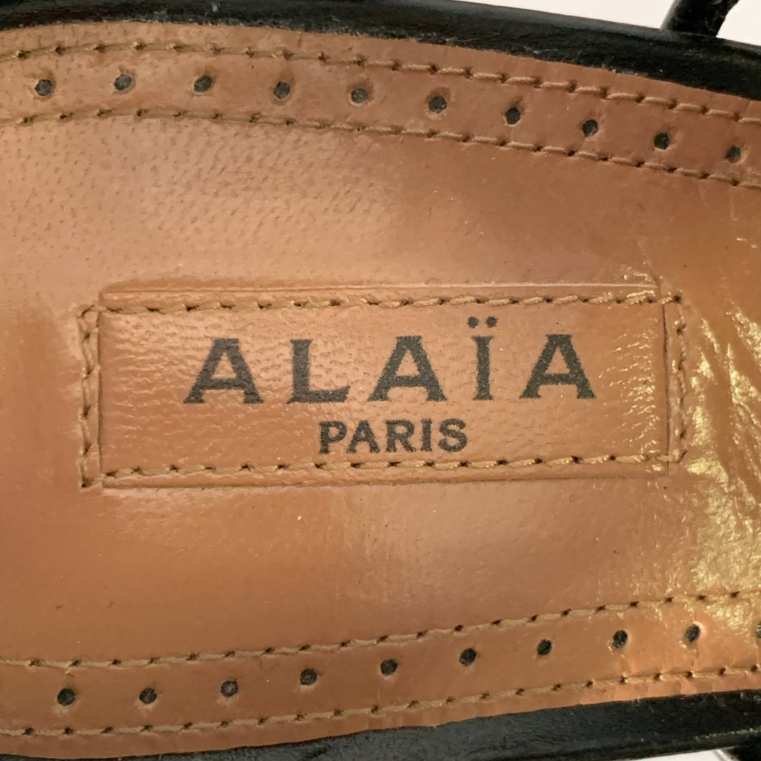 ALAIA Size 8.5 Black Leather Studded Stiletto Cage Pumps