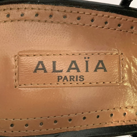 ALAIA Size 8.5 Black Leather Studded Stiletto Cage Pumps