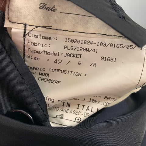 RALPH LAUREN PURPLE LABEL Size 42 Black Gold Wool Cashmere Double Breasted Coat