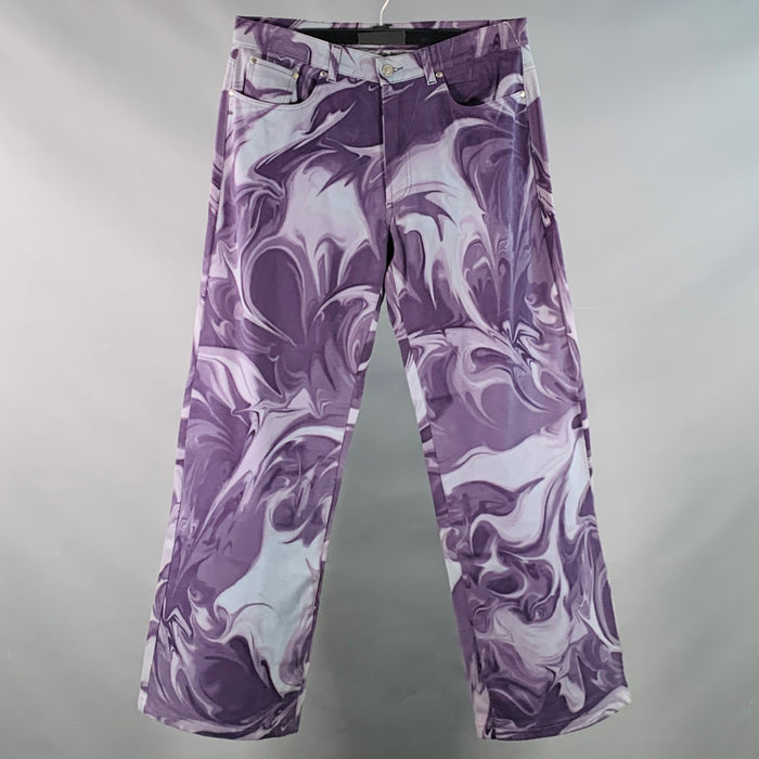 GUCCI by TOM FORD Size 32 Purple Grey Marbled Cotton Blend Button Fly Jeans