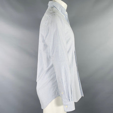RALPH LAUREN Size S White Light Blue Stripe Cotton Button Down Long Sleeve Shirt