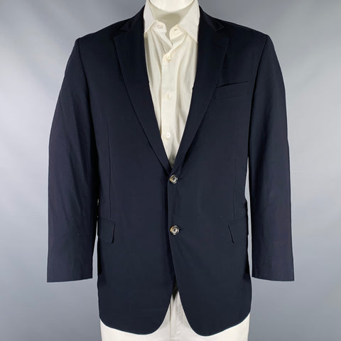 BROOKS BROTHERS Size 44 Navy Wool Polyester Sport Coat