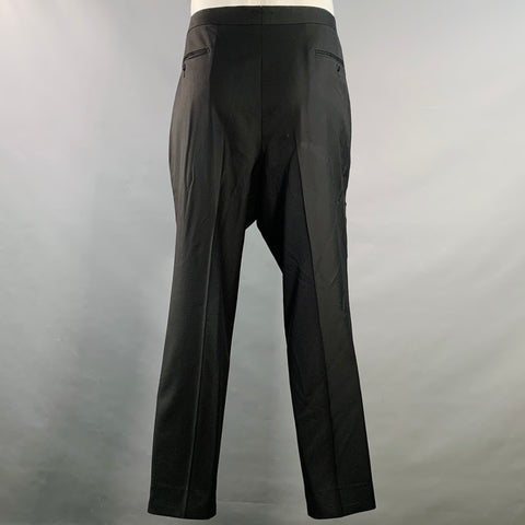 SUITSUPPLY Size XXL Black Wool Flat Front Dress Pants
