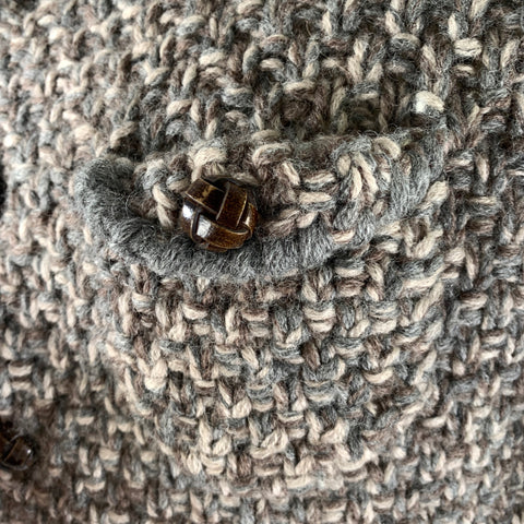 MONCLER Size S Grey Tan Knit Wool Blend Button Up Jacket
