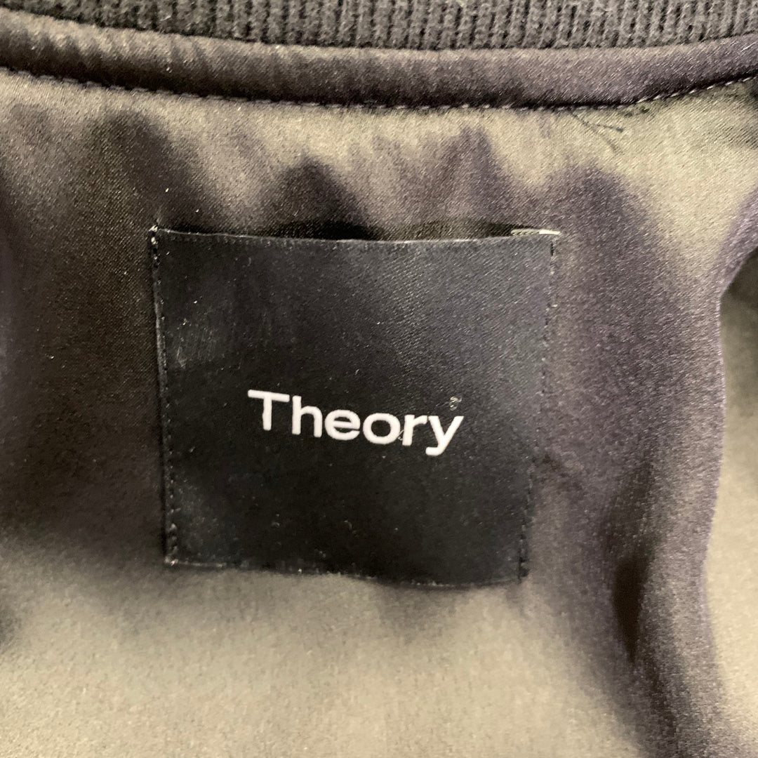 THEORY Size M Black Nylon Bomber Jacket