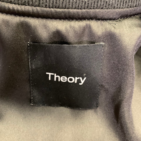 THEORY Size M Black Nylon Bomber Jacket