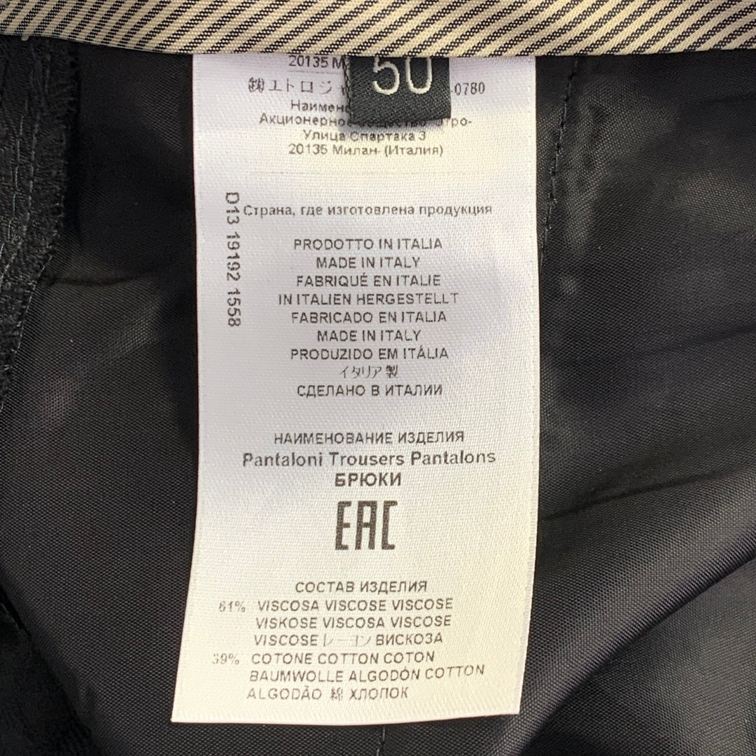 ETRO Size L Black Brocade Jacquard Flat Front Notch Lapel Pantsuit