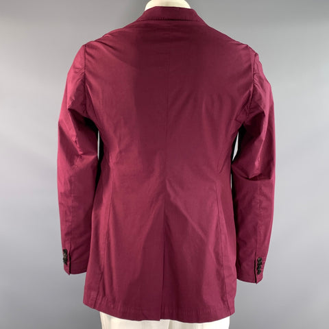 DRIES VAN NOTEN Chest Size 44 Burgundy Cotton Notch Lapel Sport Coat