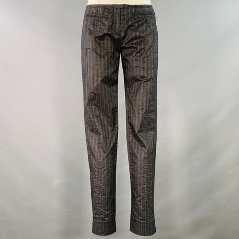 PHILOSOPHY di ALBERTA FERRETTI Size 6 Grey Black Stripe Cotton Blend Low Rise Tapered Casual Pants