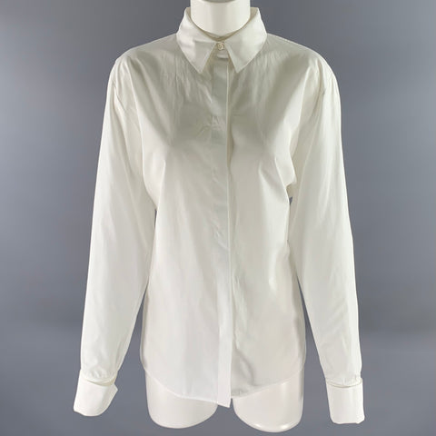 LORO PIANA Size 12 White Cotton Dress Shirt