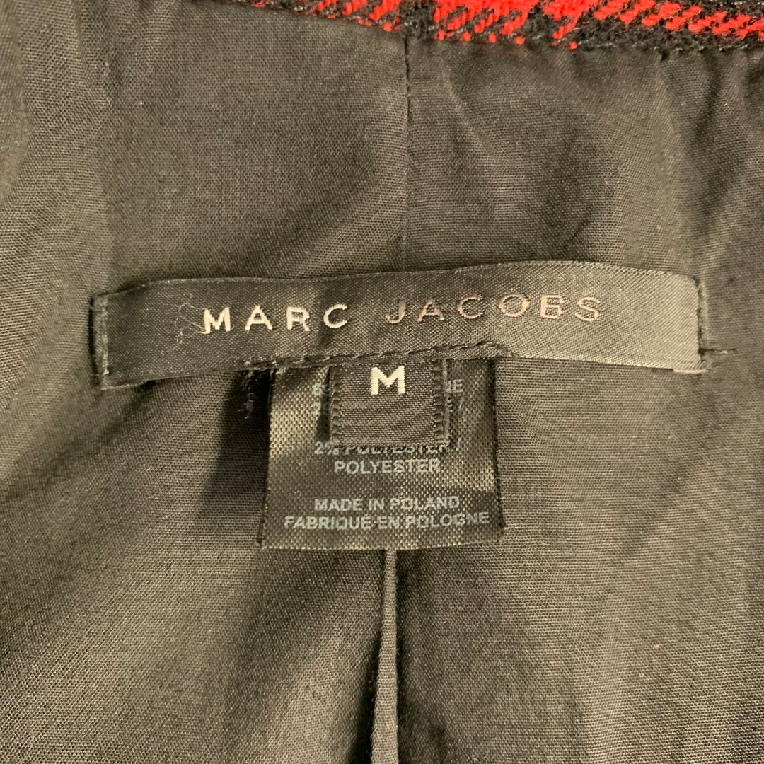 MARC by MARC JACOBS Size M Red Black Wool Blend Plaid Double Breasted Coat