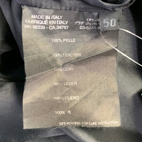 PRADA Size 32 Black Leather Low Rise Flared Casual Pants