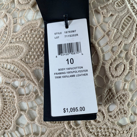 RALPH LAUREN Size 10 Khaki Cotton Lace Open Front Coat