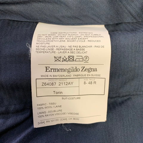 ERMENEGILDO ZEGNA Size 40 Navy Wool Notch Lapel Suit
