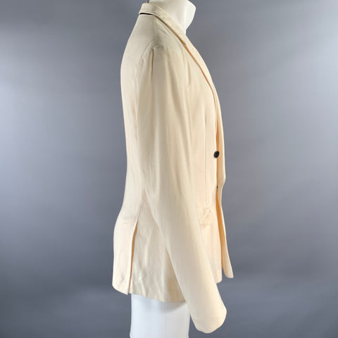 HAIDER ACKERMANN Size 44 Cream Twill Rayon Viscose Double Breasted Blazer