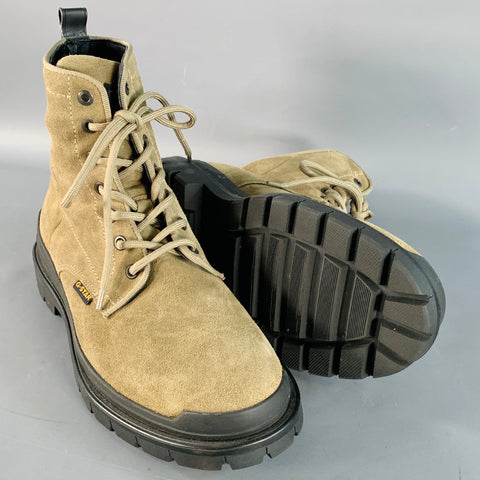 G-STAR Size 10 Green Olive Suede Tread Sole Lace-Up Ankle Boots