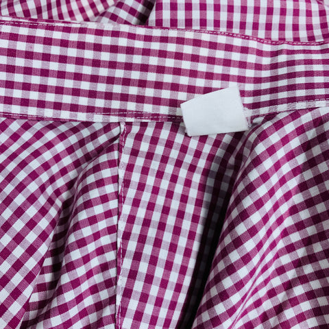 ETON Size XL Burgundy White Gingham French Cuff Long Sleeve Shirt