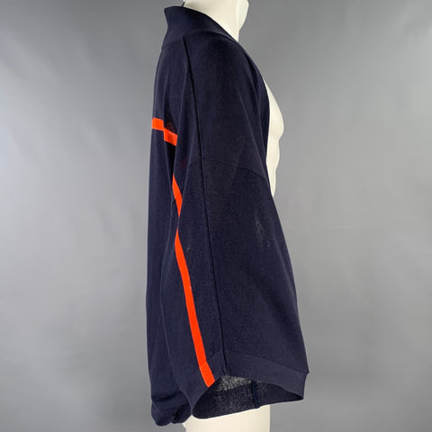 YANTOR One Size Navy Red Knit Acrylic Cotton Open Front Cardigan