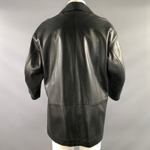 MAXFIELD PARRISH Size S Black Leather Button Up Jacket