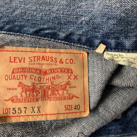 LEVI'S Size M Blue Black Bats Cotton Denim Jacket