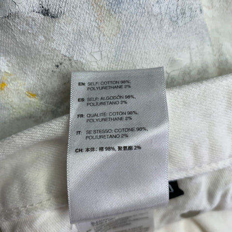 JOHN ELLIOTT Size 30 White Multi Color Paint Splatter Cotton Slim Jeans