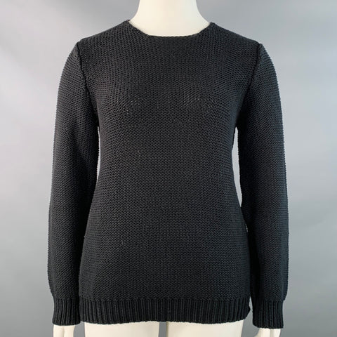 MM6 MAISON MARGIELA Size XL Black Cotton Knit Crew Neck Sweater