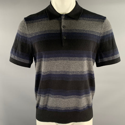 RAG & BONE Size M Black Grey Navy Cotton Cashmere Ribbed Polo