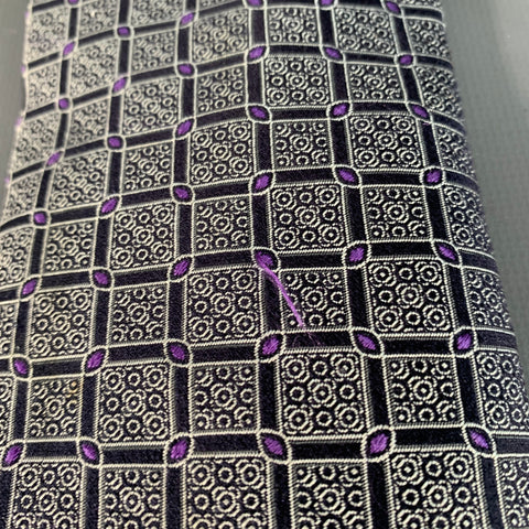 CANALI One Size Black Purple Checkered Jacquard Silk Tie