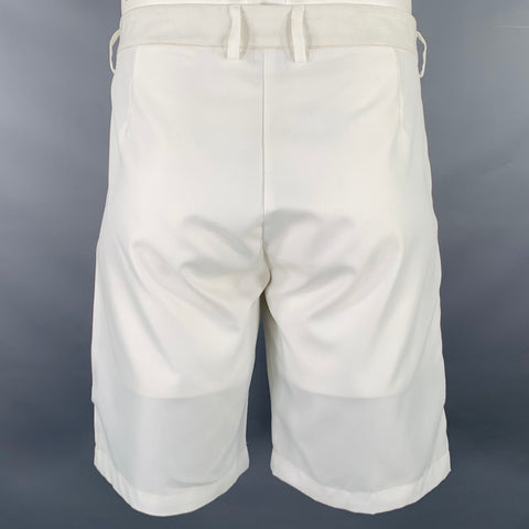 YUSUF KAYI Size L White Belted Kimono Shorts Suit