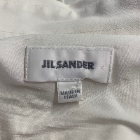 JIL SANDER Size 42 White Cotton Blend 3/4 Sleeves Long Sleeve Shirt