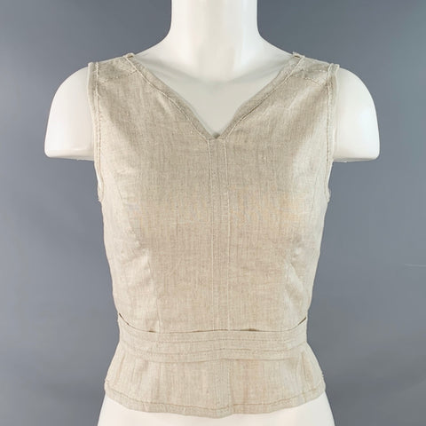 PHILOSOPHY di ALBERTA FERRETTI Size 4 Beige Oatmeal Linen Tank Belted Casual Top
