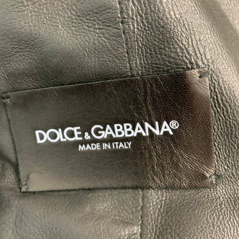 DOLCE & GABBANA Size 42 Black Lambskin Leather Bomber Jacket