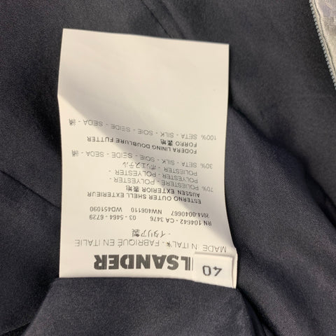 Robe trapèze JIL SANDER, taille 10, gris argenté, en polyester et soie gaufrée